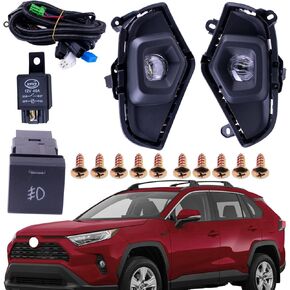 Pair Of LED Fog Lights Lamps Compatible Compatible with Toyota RAV4 2019-2024 With Cover + Switch + Wiring + Bracket Kit ‎Replaces TO1038223 TO1039223 TO1038225 TO1039225 TO2593142 TO2592142