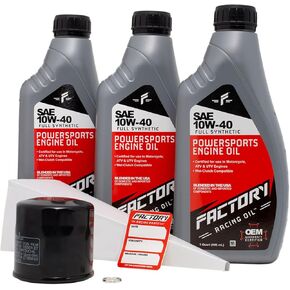 Full Synthetic Oil Change Kit compatible with Yamaha YZF-R3 – Includes 3 Quarts of SAE 10W-40 Oil, 1 Filter, 1 Crush Washer, 1 Funnel, 1 Oil Change Reminder Sticker