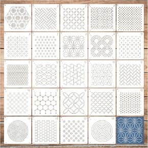 24pcs Embroidery Stencils for Crafts Reusable Geometric Line Quilting Stencils for Painting Drawing Art Paint Stencils and Patterns for Canvas Wood Wall Cookie