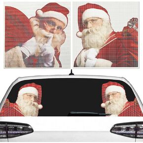 codree 4 Pcs Christmas Car Rear Window Stickers- 15.7 x 15.7 Inch Funny Santa Claus Car Decals Window Clings Decoration- PVC Self Adhesive Santa Claus Auto Window Sticker Decals for Vehicles Decor
