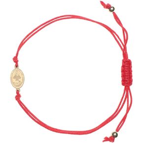 Catholic Town adjustable red cord bracelet with stainless steel Virgen de la Caridad del Cobre (Our Lady of Charity) medal (SSBCSMH-RED)