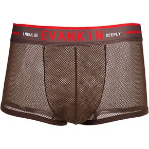 Evankin Men's Mesh Underwear Sexy Boxer Briefs Breathable Trunks Lingerie Wide Waistband