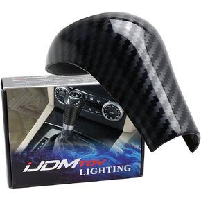 iJDMTOY Glossy Black Carbon Fiber Pattern Shift Knob Cover Shell Compatible with Mercedes-Benz C E GLK GL G Class Older Models