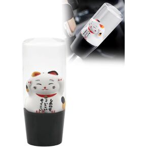RYANSTAR RACING Cat Shift Knob - Gear Knob for at/MT, Funny Lucky Maneki Neko Design, Compatible with M8*1.25, M10*1.25, M10*1.5, Includes 3 Threaded Adapters for Manual Gear Lever