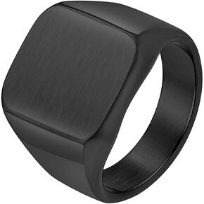 Nanafast Men's Brushed Rings Stainless Steel Square Signet Rings for Men, Chunky Signet Statement Rings, Father's Day Gift for Father Husband