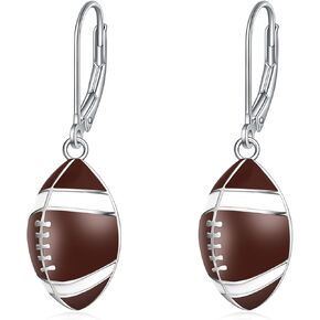 Rnivida Sports Earrings with 925 Sterling Silver Leverback,Football Earring,Basketball Earring,Soccer Earring for Women Jewelry Gifts