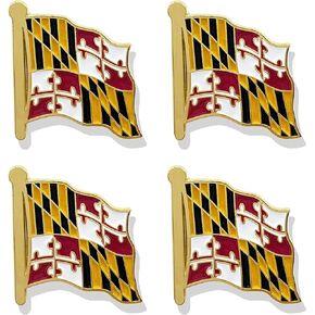 4 Pack Maryland Flag Lapel Pin - Maryland people Flags Pins Lapel Hat Backpacks Suit Decoration & Men Women Waving Patriotic Enamel Metal Badge Souvenir