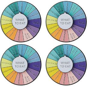 4 PCS Funny Colorful What To Eat Wheel Lapel Pins Badge Pins Brooch Gifts for Women and Men
