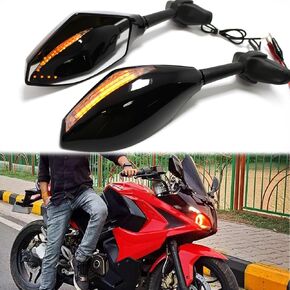 Motorcycle LED Turn Signal Rear View Mirrors with Arrow For Honda Suzuki Racing Bike Sport Bike