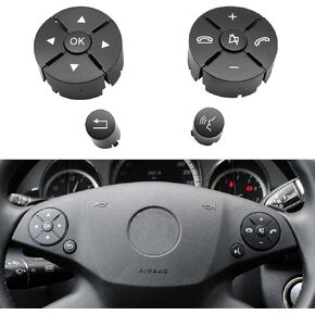 Car Steering Wheel Button Cover Replacement Voice Audio Control for Mercedes Benz C E S Class W204 W212 W221 GLK X204 (1pack Black-Right)