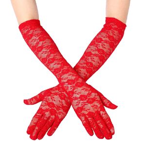 Acenail Long White Lace Gloves Women’s Tea Party Gloves Elbow Length Bridal Glove Wedding Gloves for Bride