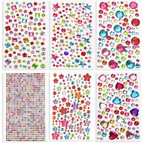 Gem Stickers, 3200pcs Rhinestone Stickers Jewels for Crafts, Self Adhesive Rhinestone Jewel Stickers, Assorted Shapes Acrylic Gems Stickers, Stick on Gems for DIY, Craft Supplies for Kids
