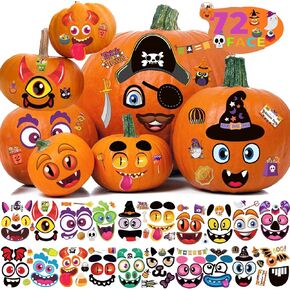 Pumpkin Stickers for Decorating 72 Halloween Pumpkin Stickers Pumpkin Face Stickers For Kids Jack O Lantern Face Stickers Trick Or Treat Stickers For Small Pumpkins