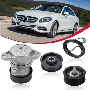 Engine Drive Belt Tensioner & Idler Pulley Belt 0039937296 + 2722000270 + 2722021419 + 2722020000 Compatible with Mercedes Benz C300 C350 E350 E550