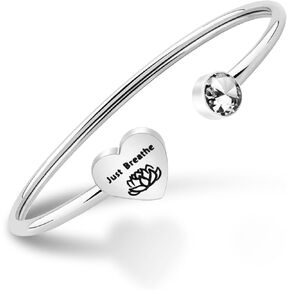 PLITI Just Breathe Lotus Yoga Bracelet Zen jewelry Yoga Lotus Inspired Jewelry Meditation Bracelets Yoga Jewelry for Women Sisters Best Friends BFF Gifts
