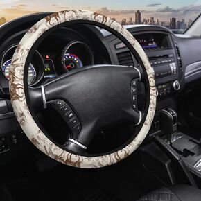 Branch Leaves Steering Wheel Cover Eucalyptus Fern Leaf Elastic Steering Wheel Cover 15 Inch Universal Steering Wheel Cover for Trucks Auto Vans Steering Wheel Cover with Grip