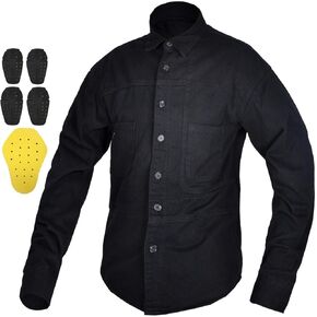 Men's Motorcycle Shirt All Season Biker Shirt Water Resistant and Durable with 5x CE Armor