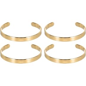 MECCANIXITY 4pcs Bracelet Blanks, Gold Blank Titanium Steel Tags DIY Engraving Tags for Making Presents Stamping Jewelry Craft Tags, 2.8x0.31 Inch