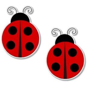 Ladybugs Set of 2 Vinyl Sticker - Car Phone Helmet Bumper Sticker Decal