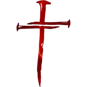 Cross with Nails Lord Decal Vinyl Sticker Auto Car Truck Wall Laptop | Red Holographic | 4" x 6"