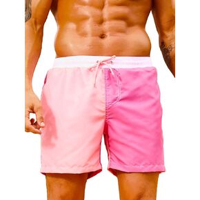 Floerns Men's Colorblock Drawstring Elastic Waist Trunk Shorts with Pockets