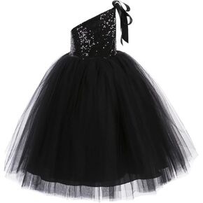 ekidsbridal فستان فتاة الزهور توتو بكتف واحد مزين بالترتر فساتين الأميرة فستان المسابقة 182 in Kuwait