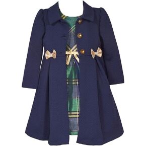 Bonnie Jean Girls 12M-16 Special Occasion Christmas Holiday Dress Coat Set
