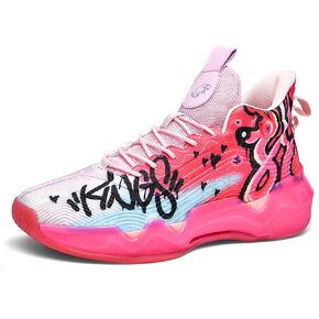 Men's High-Top Basketball ShoesWear-Resistant and Anti-Slip Soles Running Shoes Graffiti Design Fashionable Sports Shoes