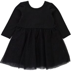RuffleButts Baby/Toddler Girls Long Sleeve Tulle Twirl Dress