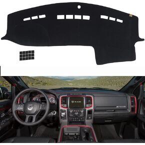 KEYOOG Dashboard Cover Dash Mat Fit for 2018-2009 Do-dge Ram 1500,2018-2010 Ram 2500 3500 (Without HUD Models),Car Dash Board Mat Anti-Glare Carpet,Non-Slip Pad Sunshield Protector (Black)