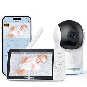 PARIS RHÔNE Video Baby Monitor, 2K UHD WiFi Camera, Night Vision, 5" Smart Baby Monitor with App Control, Motion & Cry Detection, AI Tracking, Motion and Sound Detection, RGB Night Light, Lullabies