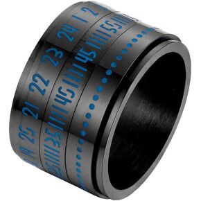 Men's Stainless Steel 14MM Width Lucky Arabic Numbers Turner Ring Anxiety Worry Fidget Band