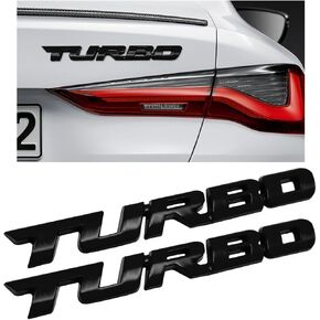 2PCS Turbo Car Emblem Decal, 3D Metal Fender Logo Badge Sticker, Zinc Alloy Auto Front Hood Side Body Emblem Sticker, Universal Exterior Decor Car Accessories for SUV Truck (Red)