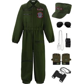 Fighter Pilot Costume for Kids Air Force Flight Suit Dress Up Halloween Career Day