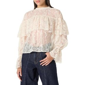 The Drop Women's Miriam Feminine Ruffle Yoke Shine Blouse