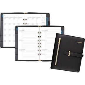AT-A-GLANCE Faux Leather Undated Starter Set, 7-Ring, 8-1/2" x 11", Folio Size, Black (038-0240-05)