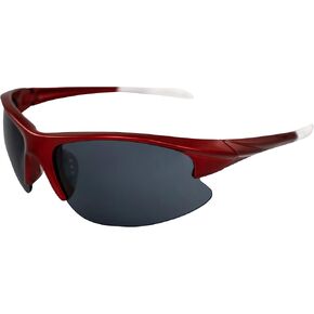 AlterImage Scout Wraparound Sports & Motorcycle Retro Sunglasses for Men or Women Semi-Rimless Red Frame w/Rubber Tips & Nose Pads Smoke Lenses