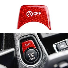 QianBao Compatible with Off Automatic Start Stop Button Cover Carbon Fiber Keyless Car Engine Push Start Ignition Switch Sticker for BMW F30 F31 F32 F33 Red