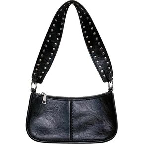 Shoulder Bag for Women Small Trendy Y2k Studded Purse Cute Leather Handbag Retro 90s Crossbody Bags