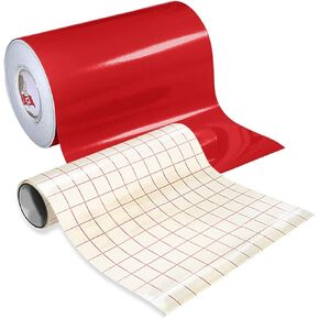 Red Glossy Roll of Oracal 651 Permanent Adhesive-Backed Vinyl for Craft Cutters, Punches and Vinyl Sign Cutters (12 Inch x 20 Foot + Transfer Paper roll)