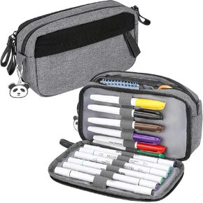 8" x 6" x 2" Cute Pencil Case - Aesthetic Pencil Bag with Zipper for Adults Teens Kids - Light Cool Compact Japanese Inspired Large Capacity Pen Pouch for Women Men Girls School College Office