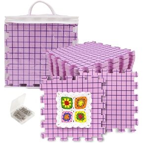 9 Pcs Blocking Mats for Knitting & Crochet Projects Crochet Blocking Board, 150 T-Pins and 1 Storage Bag, Blocking Board for Crocheting Knitting Blocking Mats and Pins (Pink)