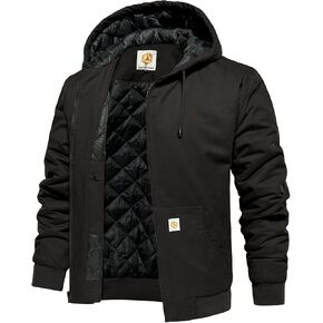 CARWORNIC Men's Winter Hooded Active Jacket with Warm Quilted-Lined Cotton Outdoor Workwear Coats