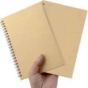 DSTELIN Brown Sketch Coil Notebooks, 2-Pack, 120 Pages (60 Sheets), Hardcover with 1150GSM Cardstock, 7.5 x 5.1 Inches, 100GSM Paper