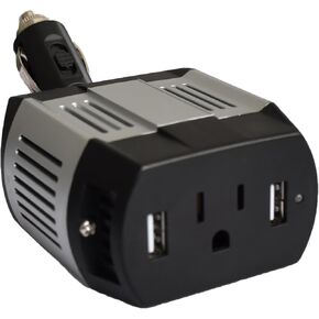 Modified Sine Wave Power Inverter 100W Rated with 300W Surge Power with Dual USB Output and Adjustable Cigarette Lighter Plug (Silver)