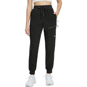 Haimont Women's Hiking Pants Joggers Lightweight Quick Dry Elastic Waist Stretch Pants with Zip Pockets Travel Camping