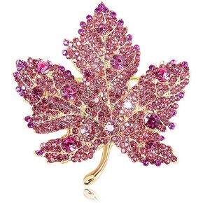 Rhinestone Crystal Maple Leaf Brooch Pin for Women Fall Thanksgiving Vintage Colorful Maple Leaf Lapel Pin Party Prom Wedding Thanksgiving Jewelry Gift