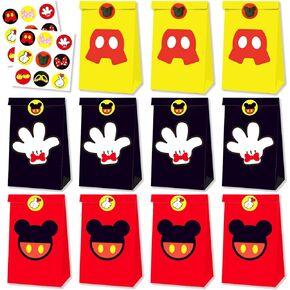 Einponny 24Pcs Mouse Party Bags with Stickers Paper Bags Party Supplies Favors Cookie Chocolate Candy Snack Bags For Birthday Party Decoration Supplies