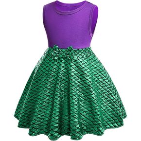 Mermaid Dress for Little Girls, Princess Dress Up Clothes, Festivals Costumes for Girls 3-8 Birthday Gifts
