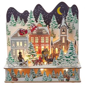 Kurt Adler 9.8 Inch Battery Operated Lit Wooden Santa Christmas Village